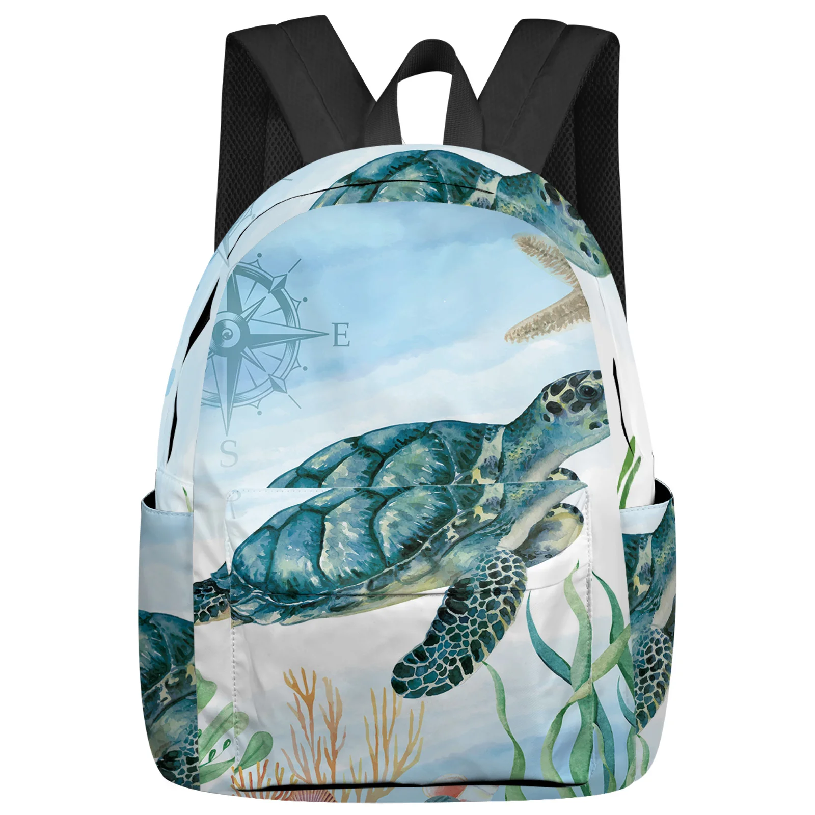 

Рюкзак с морской черепахой, морской звездой, компасом, школьные ранцы на заказ, рюкзак для ноутбука для мужчин и женщин, дорожный рюкзак