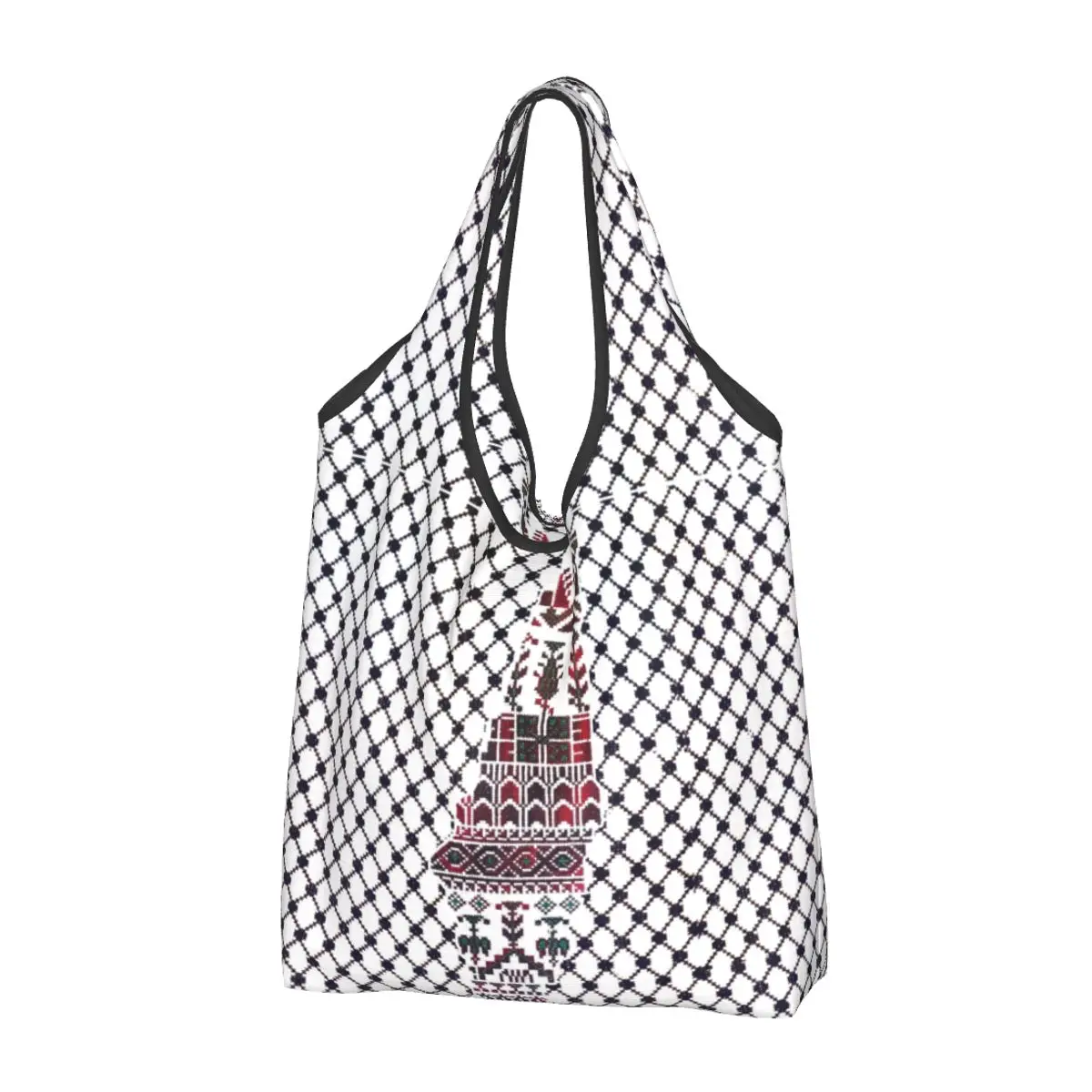 

Large Reusable Traditional Palestine Palestinian Design Grocery Bags Recycle Foldable Shopping Tote Bag Washable Lightweight