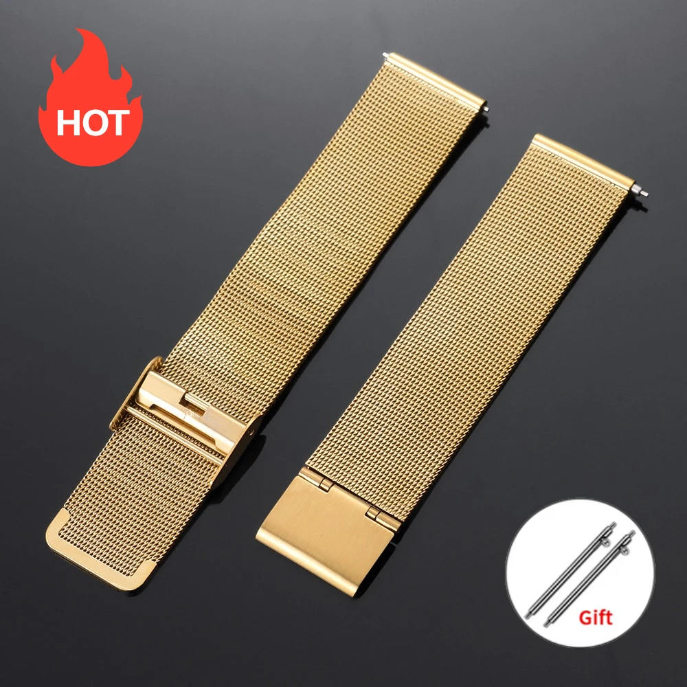 Sleek Stainless Steel Mesh Watch Strap - Modern Milanese Loop Bracelet