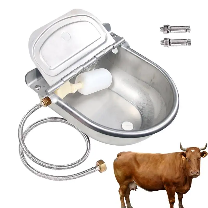 

Livestock Automatic Waterer Horse Trough Adjustable Safe Smooth Stainless Steel Water Bowl Reusable Anti-Rust Automatic Waterer