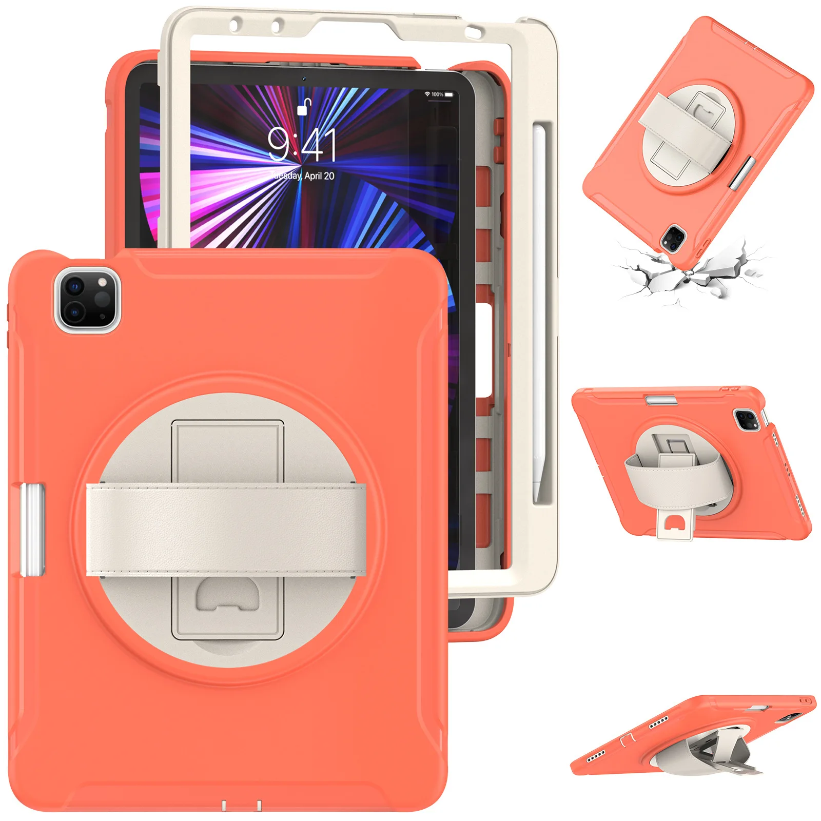 Rugged Shockproof Kickstand Handle Case