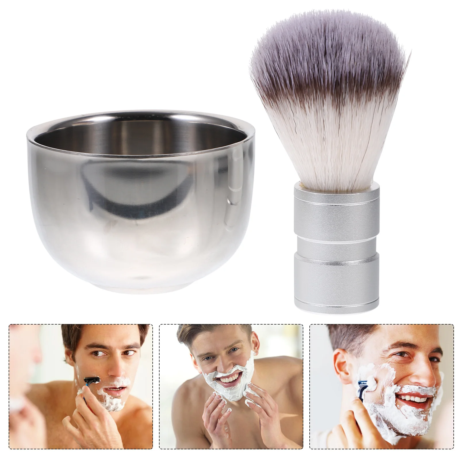 

2pcs Men Shaving Bowl Brush Set Shave Cup Mustache Beard Brush and Mug for Male Boyfriend Father