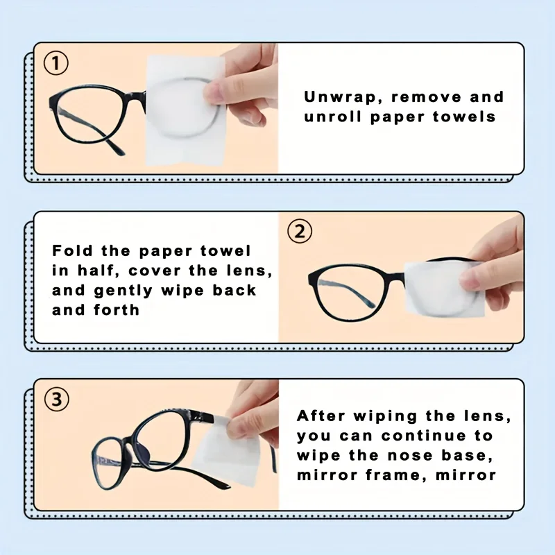 100PCS Disposable Eyeglass & Screen Cleaning Wipes 3