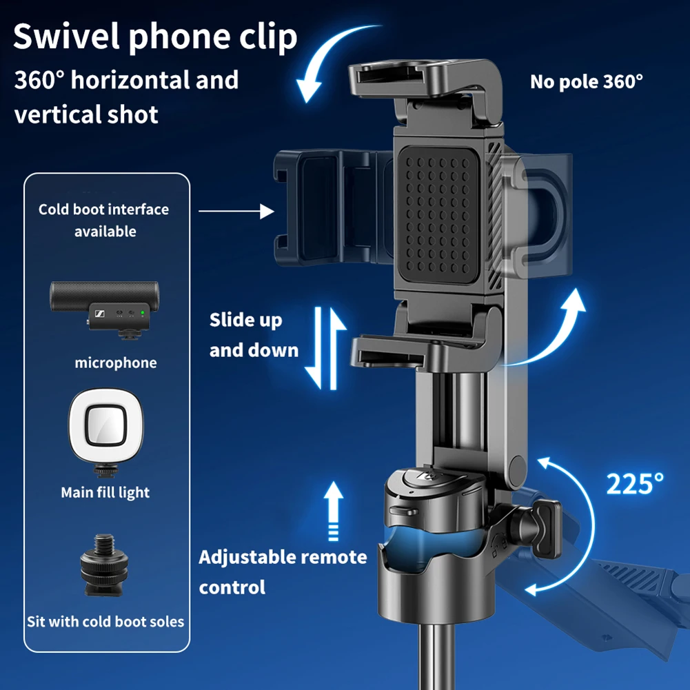 3 In 1 Mobile Selfie Pole 360&deg; Adjustable Scalable Selfie Tripod with Remote Phone Accessories