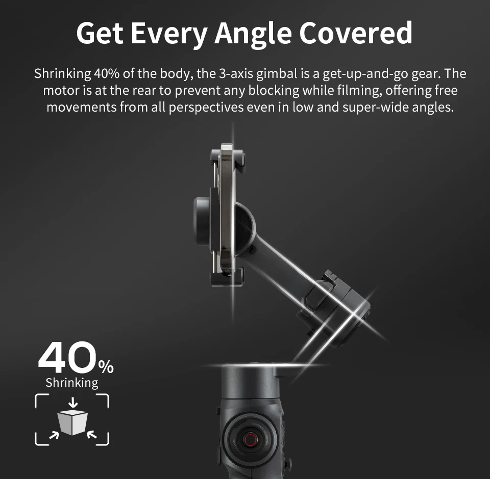 Zhiyun 부드러운 5 짐벌 스태빌라이저, 3 축 셀카봉, 앱 제어, 휴대폰 스마트폰 모바일용 접이식 짐벌