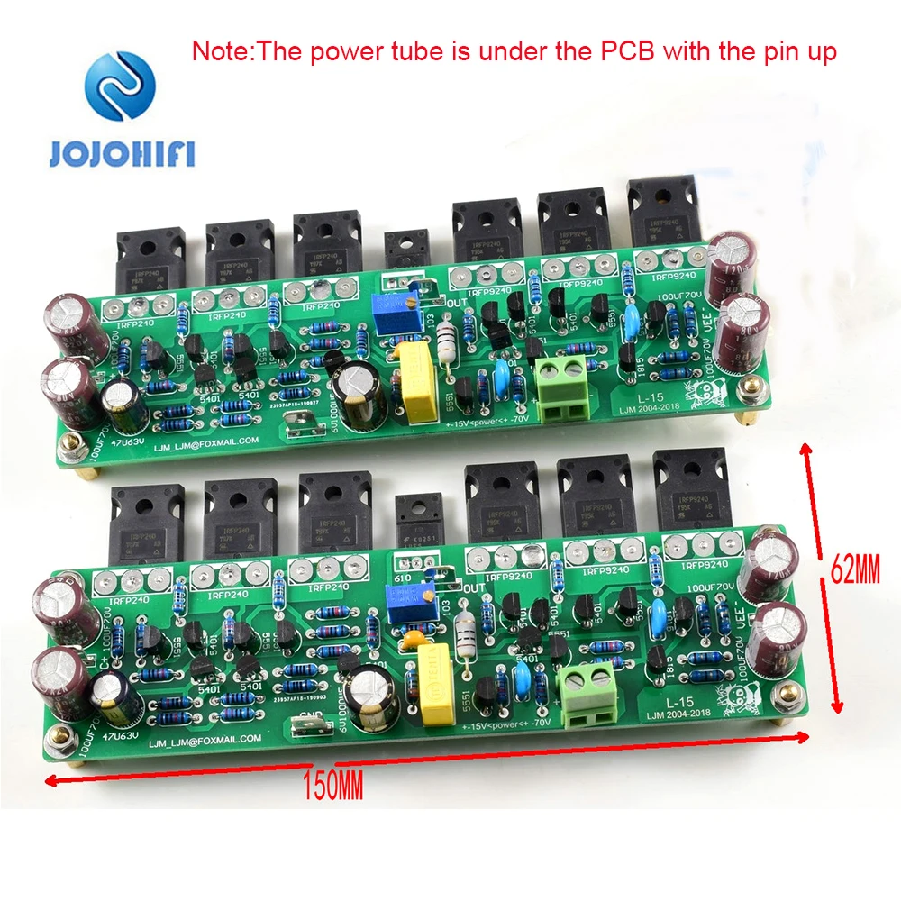 One Pair L15 Class AB FET MOSFET Stereo 300W 8R IRFP240 IRFP9240 Dual Channels Power Amplifier AMP Board w/Insulation sheet