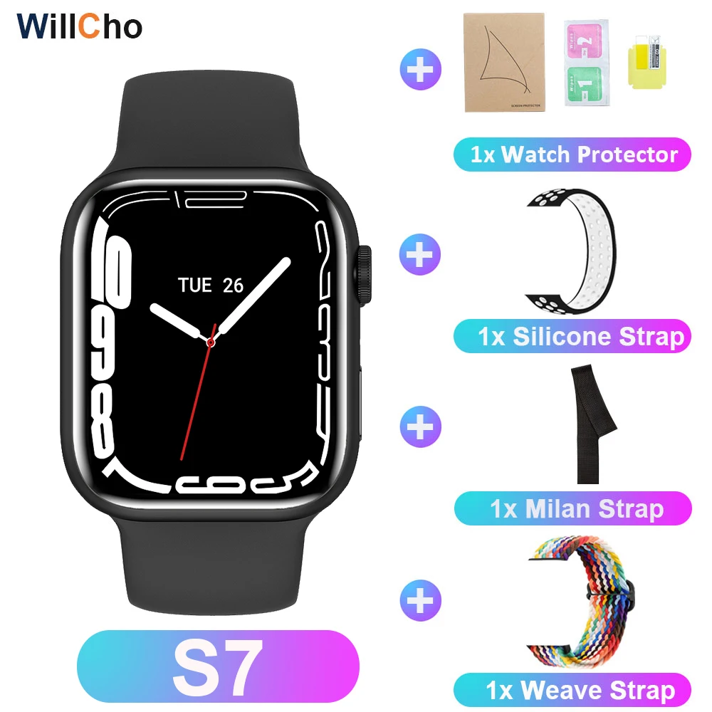 2022 S7 Smart Watch Iwo 14 Pro Nfc Voice Assistant Bluetooth Dial Answer Call Watch for Men Smart Watch Women Series 7 Pk W37Pro 