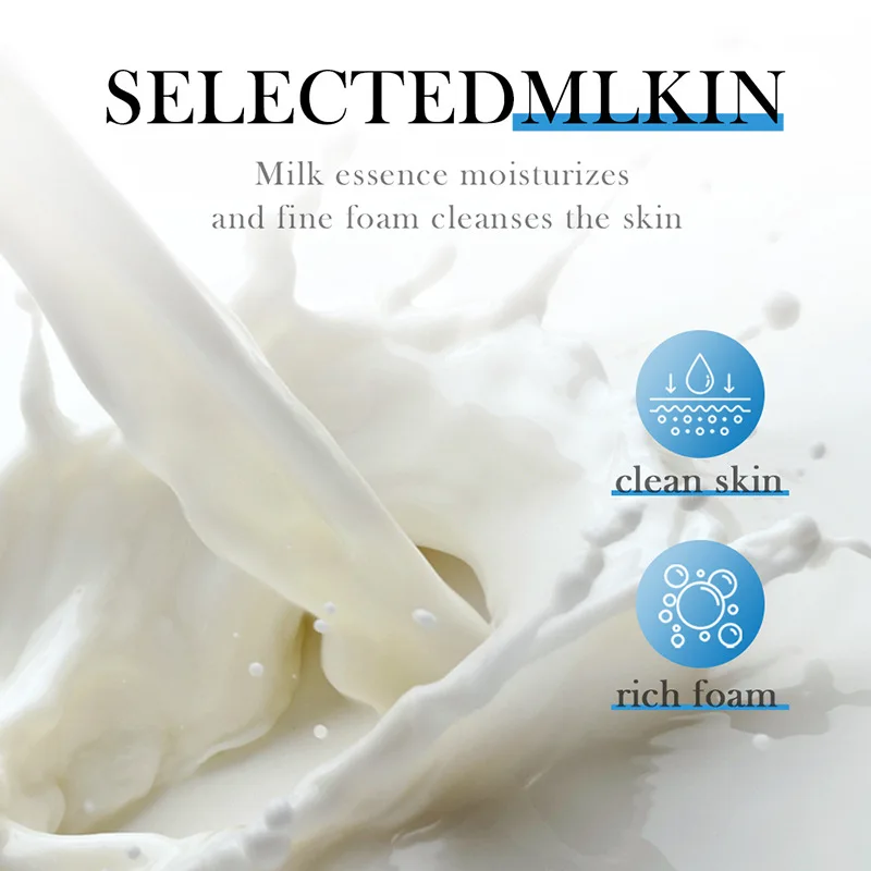 SADOER Milk Facial Cleanser Nourishing Moisturizing Skin Brightening Face Wash Foam Face Cleanser Facial Skin Care for Beauty 5