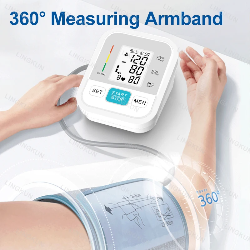 Blood Pressure Monitor Medical Automatic Arm Blood Pressure Monitor Heart Beat Rate Pulse Meter Tonometer Sphygmomanometers digital tensiometers
