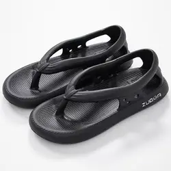 Unisex Summer Non - Slip Thickened Heel Flip - Flops - 38 - 39 (Black)