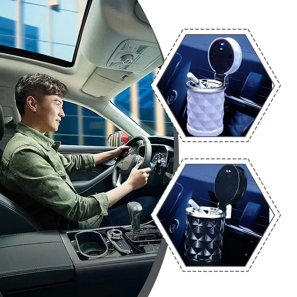 LED 조명이 있는 범용 자동차 재떨이, 휴대용 자동차 실내용 패션 재떨이, 난연성 액세서리