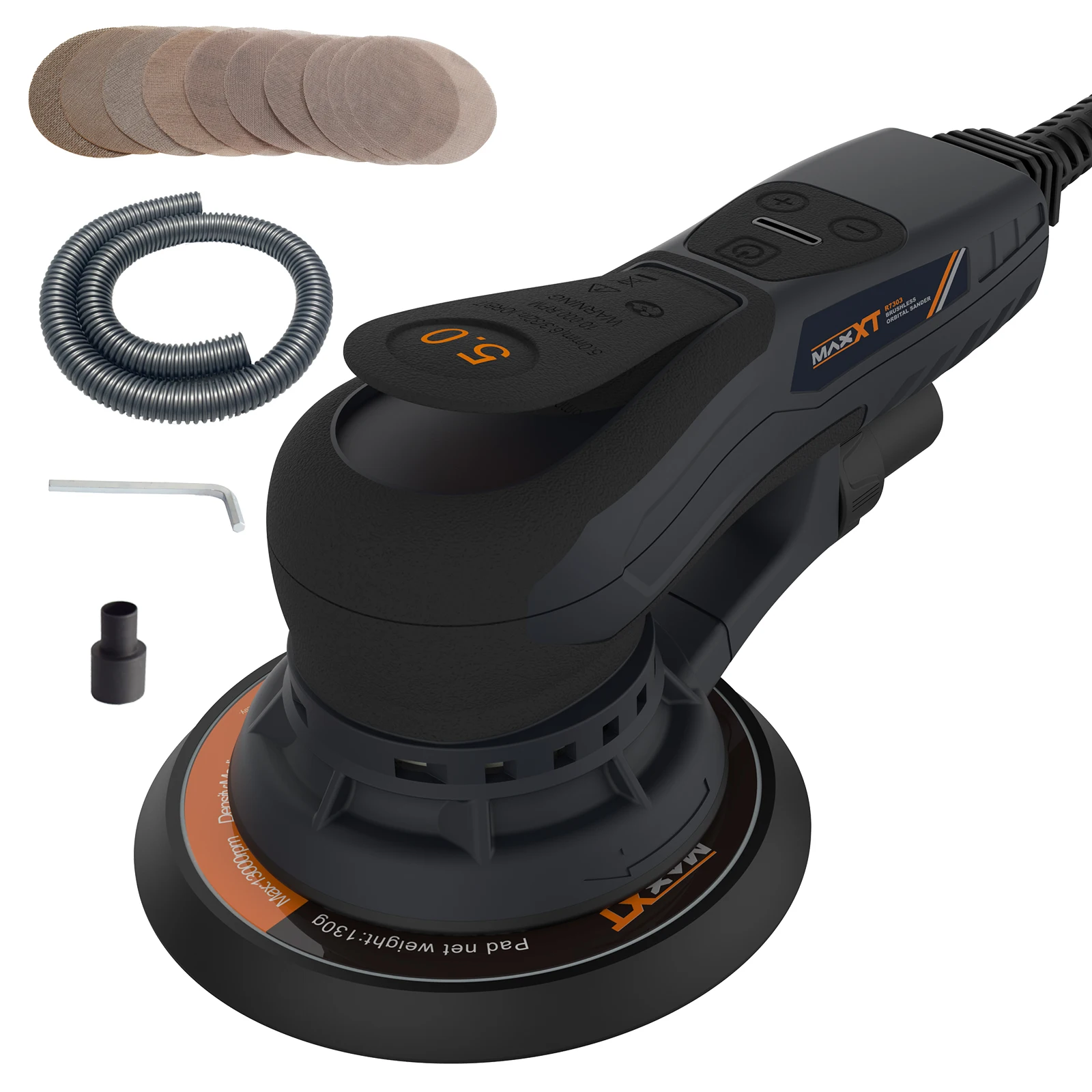 MAXXT 5.0mm/2.5mm Random Orbital Sander Brushless 350W 3A Multi-function Variable Speed Electric Corded Car Polishing Machine