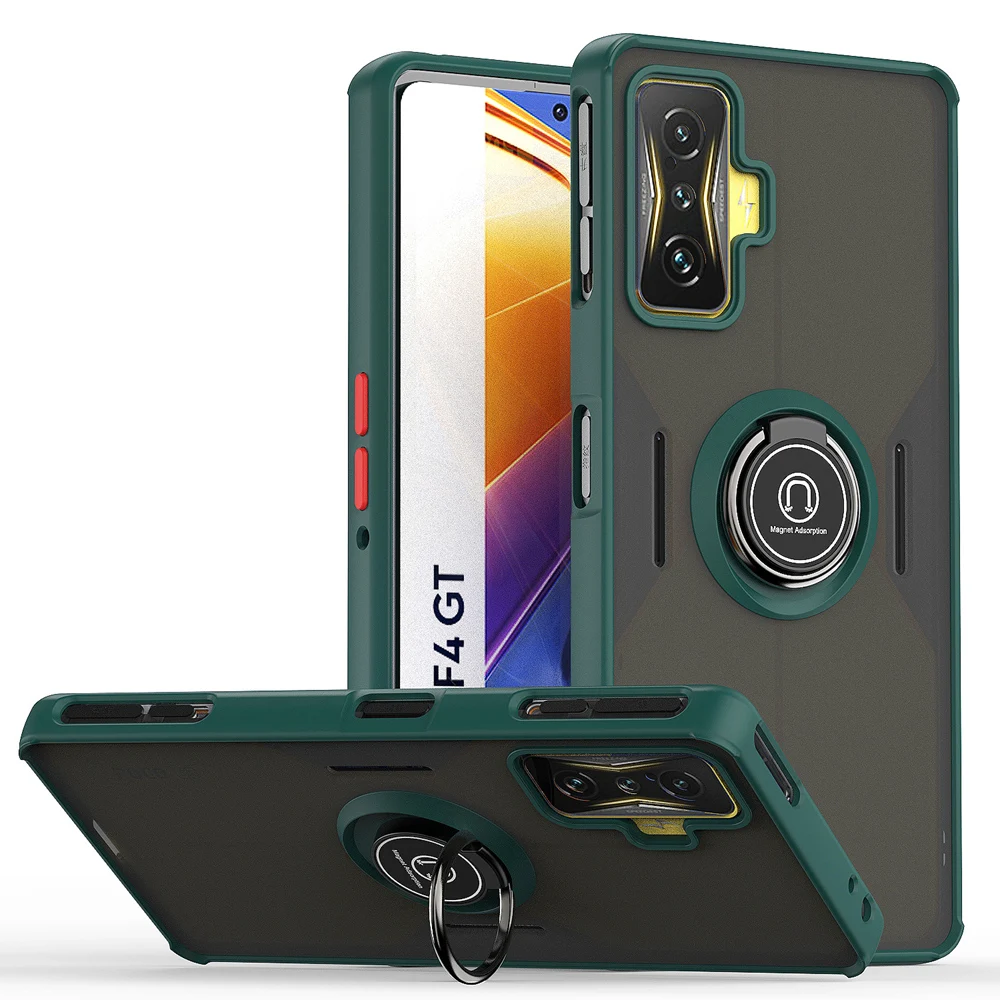 KEYSION Fashion Matte Hülle für POCO F4 GT 5G Transparenter Ringständer Stoßfeste Handyhülle für Xiaomi Redmi K50 Gaming K_voghion.com
