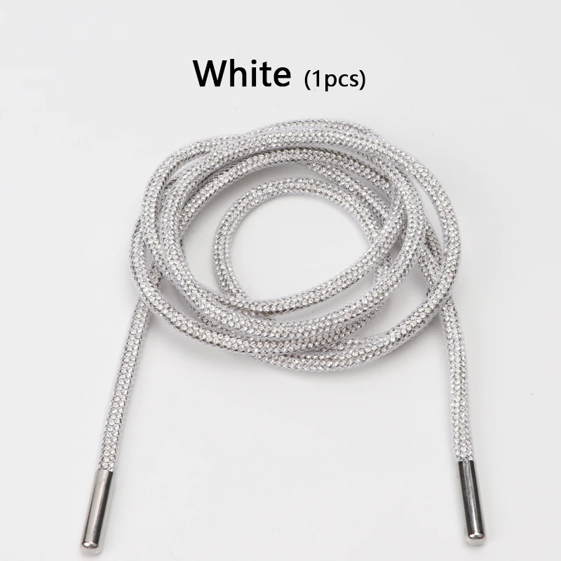 Cordones Brillantes Con Purpurina Y Cristales - 2 Unidades Para Zapatillas, Botas O Como Collar - Plateado Brillante