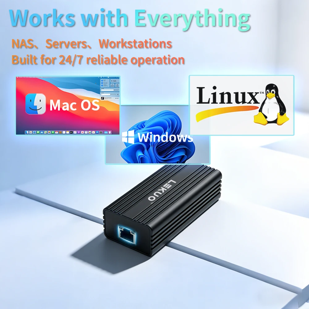 USB3.2 - 10GbE RJ45 포트 10G 휴대용 네트워크 카드 (RTL8159 10기가비트 외부 NIC 10Gbps 탑재)