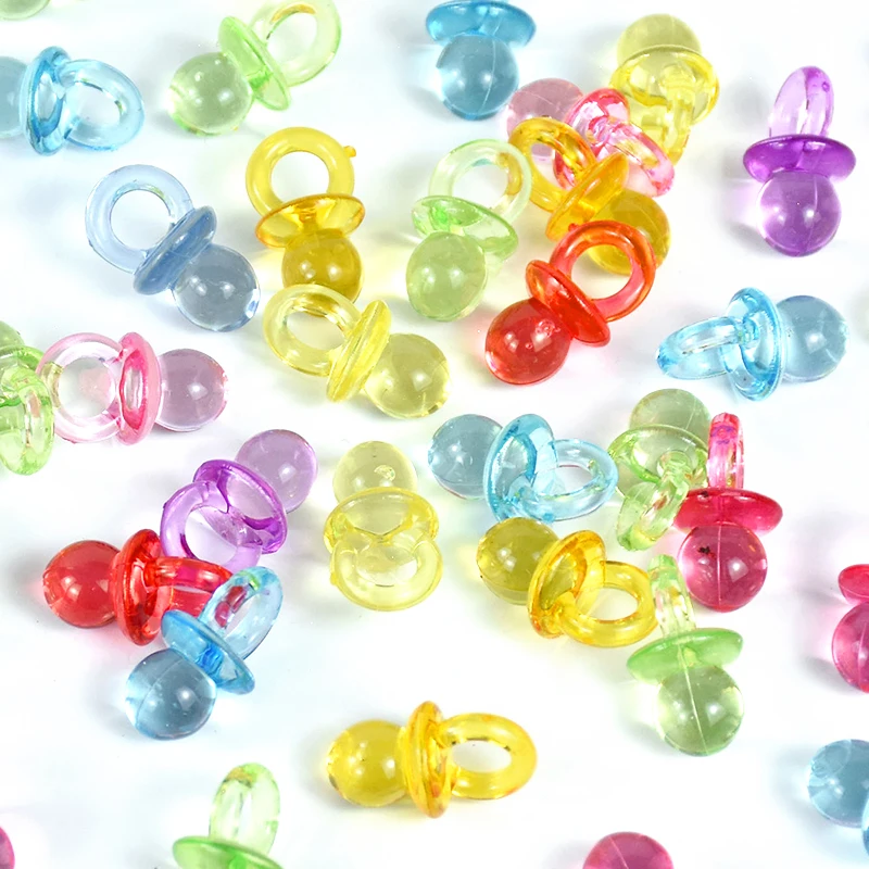 50pcs Blue/Pink/Transparent Clear Mini Pacifiers Baby Shower Favors Girl Boy Gender Reveal Birthday Cake Decorations Christening