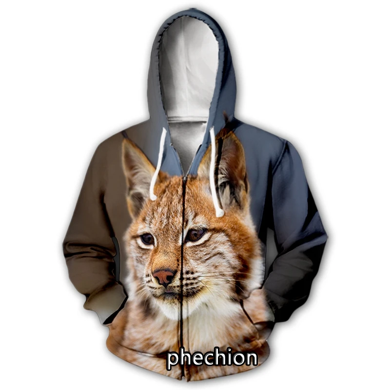 

Phechion новые мужские/женские eurasia Lynx 3D печать повседневные на молнии модные пальто хип-хоп одежда топы Спортивные На молнии с капюшоном B54