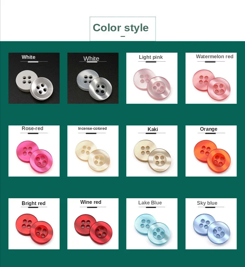 20 to 150PCs 2. 6MM Resin Pearlescent Real Corrugated Button Four-Eye Wide-Brimmed Pearlescent Button Color Shirt Lining 5