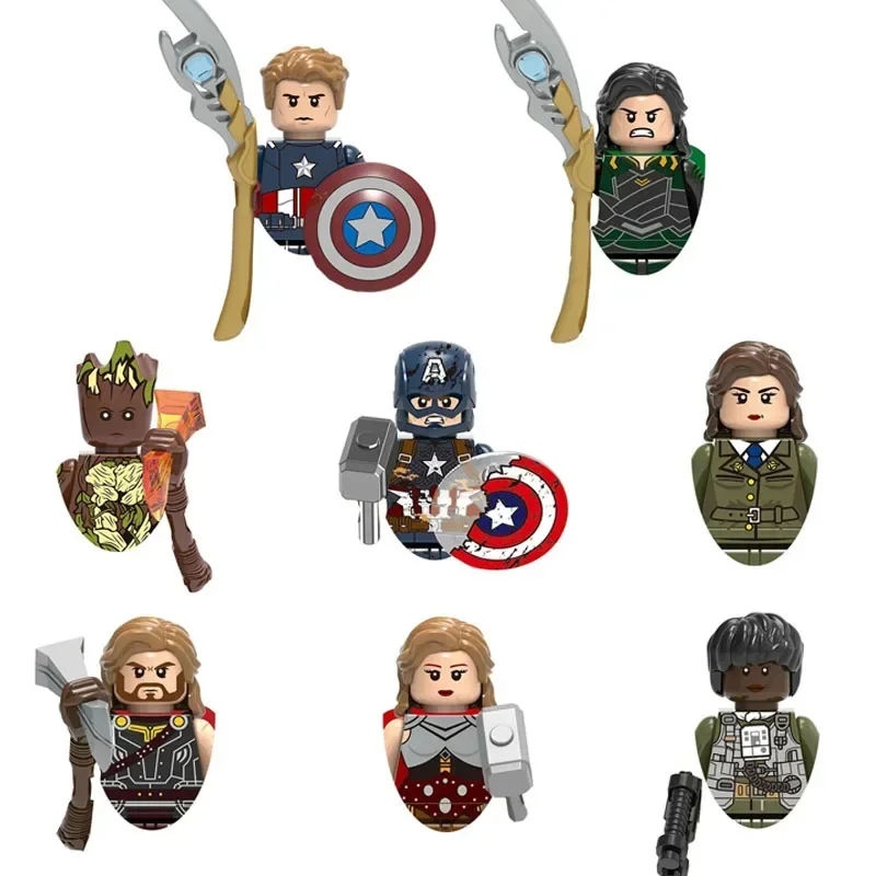 

X0273 XH1393 The Avengers Captain America Thor Loki Groote Heroes Bricks Cartoon Character building block Boy Birthday Present