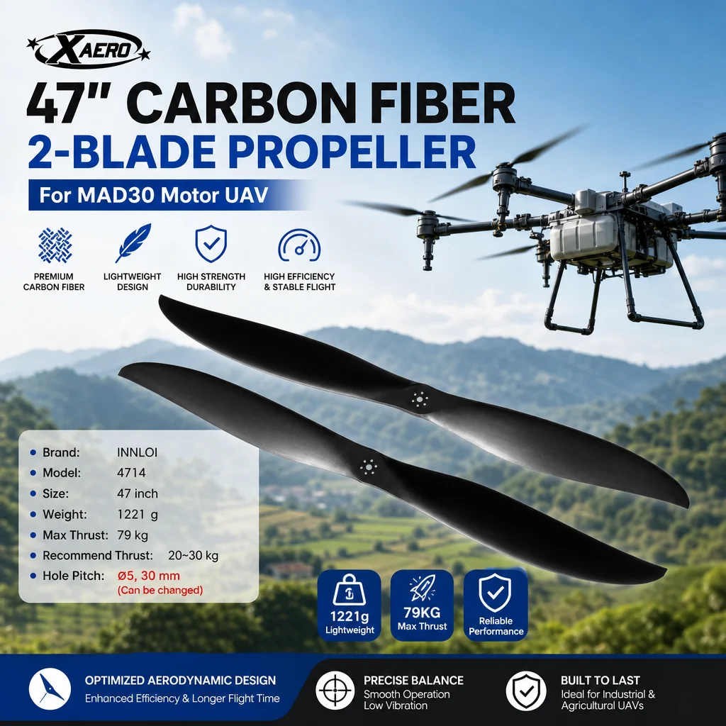 XAERO 47 Zoll 4714 Kohlefaser 2-Blatt-Propeller für MAD30 Motor UAV