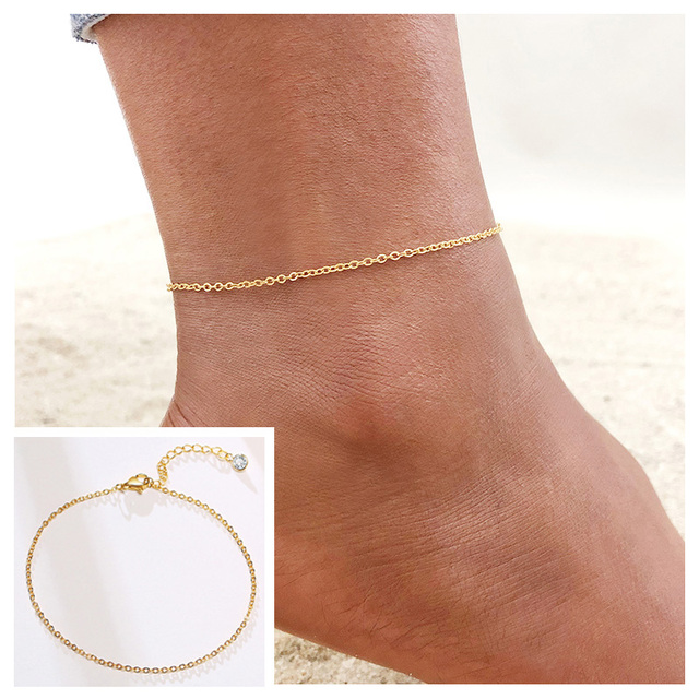 Chain Anklet for Women Girls Adjustable Summer Beach Chain Anklet Bracelet Mother's Day Gifts Stainless Steel Not Allergic