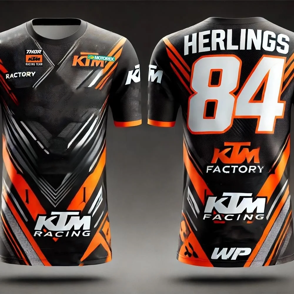 여름 아이스 블루 샤프 새로운 도착 KTM 유니섹스 2026 3D 프린트  84 블루 MXGP 레이싱 팀 티셔츠 성인 통기성