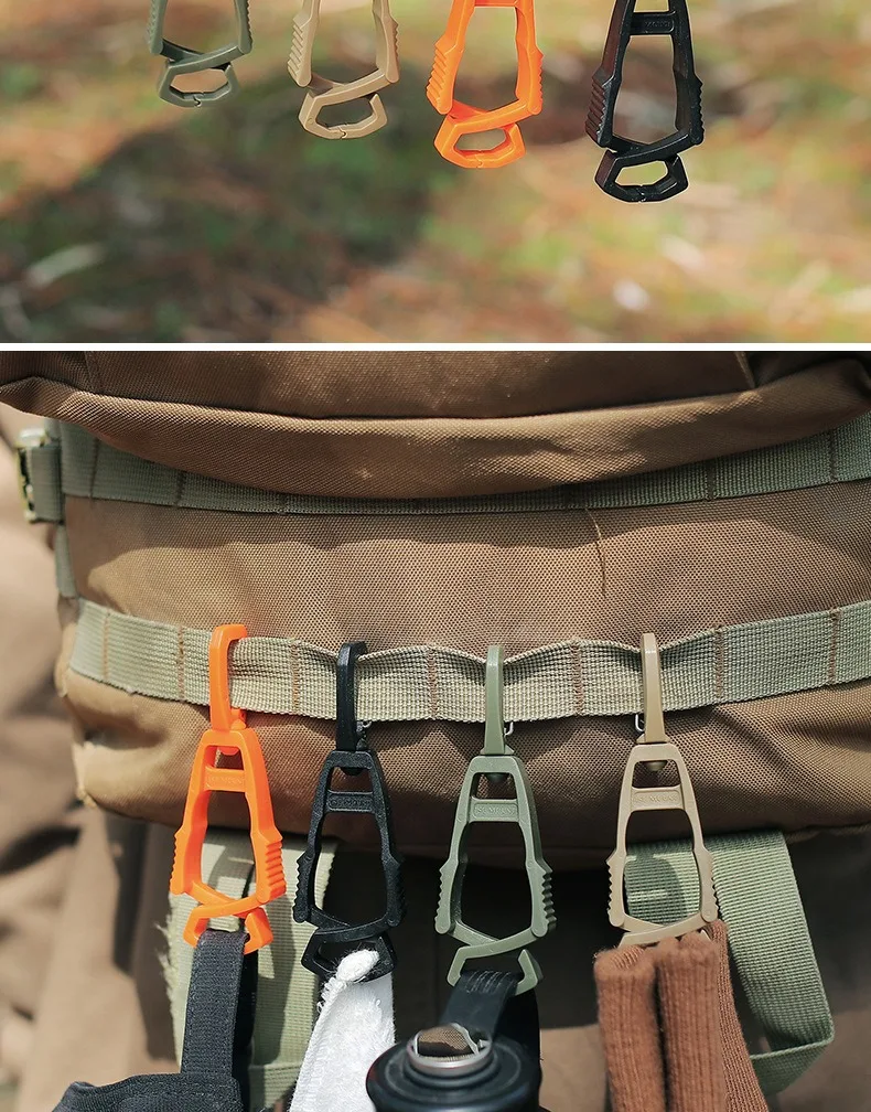 4 teile/paket Outdoor Camping Wandern Tragbare Kunststoff Handschuh Clip Taktische Kunststoff Karabiner – Detail 11