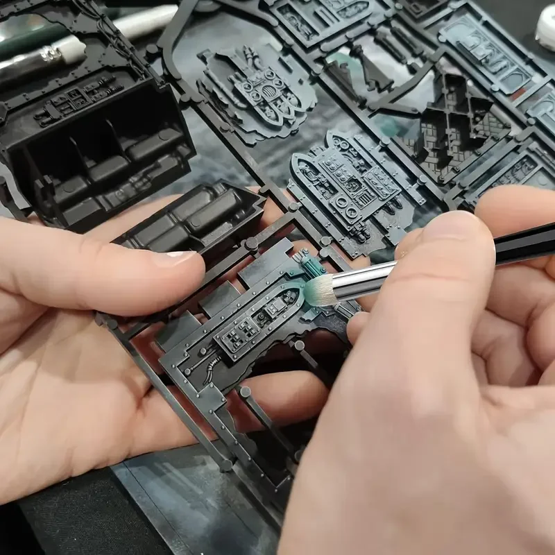 단단한 나무 손잡이와 알루미늄 칼라가 있는 전문가용 드라이 브러쉬 세트 6개, 모델 및 캐릭터 페인팅에 적합