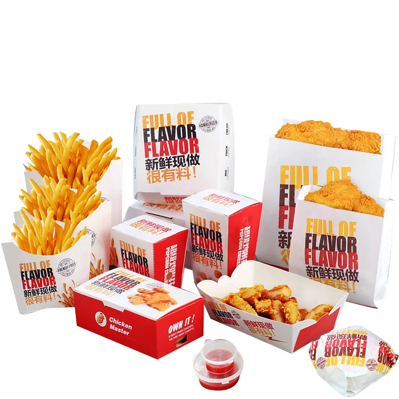 Custom  Custom Disposable Food Grade Cardboard hamburger Packaging Kraft Paper Burger Box custom custom design logo disposable cardboard kraft fast food lunch fries hot dog pizza hamburger chicken burger packaging pape