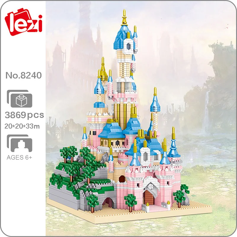 

Lezi 8240 World Architecture Paris Dream Castle Tower Garden Model Mini Diamond Blocks Bricks Building Toy for Children no Box