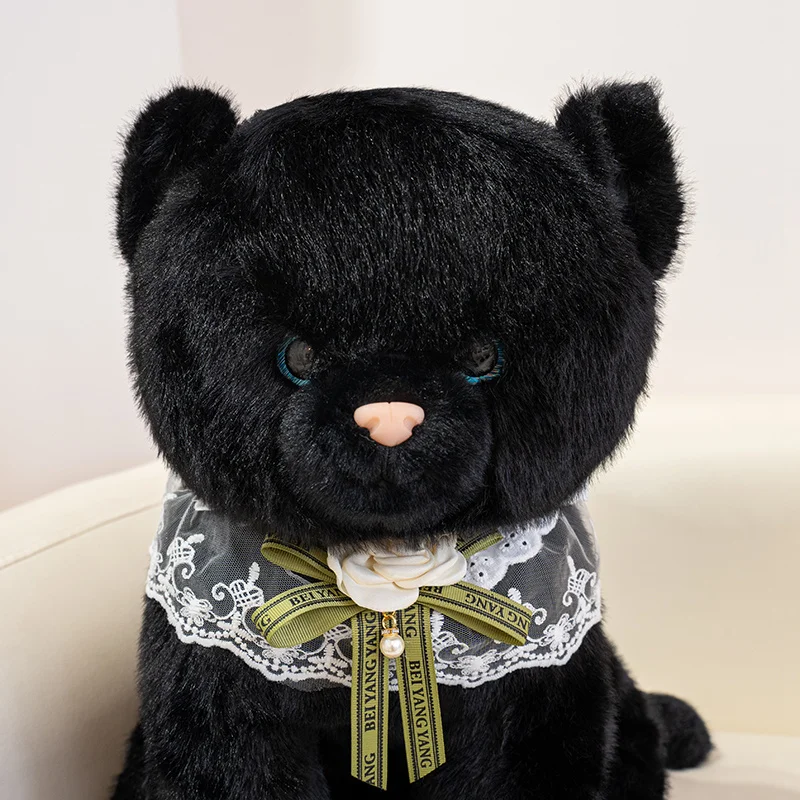 New 33cm/45cm Cute Lifelike Cat Plush Toy Simulation Soft And Comfortable Black Cat Kitten Stuffed Toy Birthday Gift