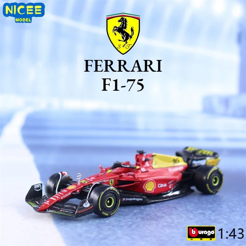 Bburago 1:43 2022 Ferrari F1-75 #16 Charles Leclerc #55 Carlos Sainz 75th Anniversary Edition Car Model Alloy Racing Model B815