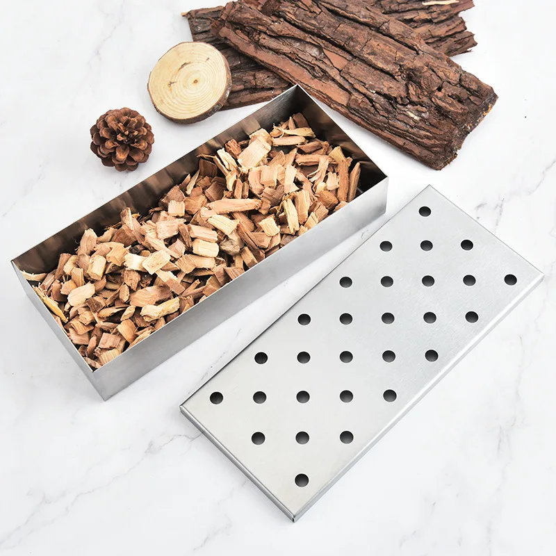 Gas Grill Smoker Box Stainless Steel Smoker Box For Garden Flavor Wood Chips Barbecue Accessories