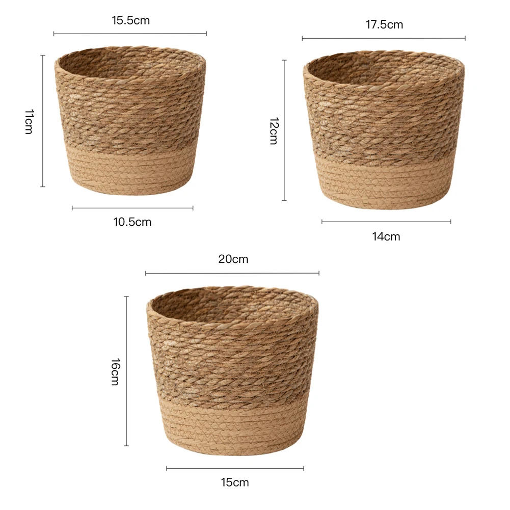 Straw Weaving Flower Plant Pot Wicker Basket Rattan Flowerpot Storage Basket Garden Flowerpot Handmade Woven Planter Basket