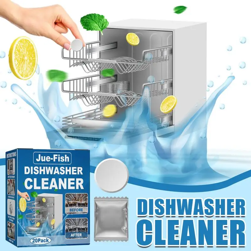 

20pcs Dishwasher Cleaner Strong Oil Stain Removal Removes Limescale Build Up And Odor Descaling Tablets Strong Oil Stain Removr