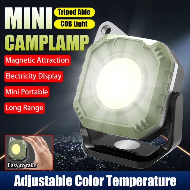LED Mini Camping Light TYPE-C Rechargeable 5 Modes Flashlight Lamp with Strong Magnet Hook Outdoor Waterproof Emergency Lantern