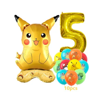 12pcs Pokemon Pikachu Balloon Set Children's Party Decoration Charmander Squirtle Bulbasaur Birthday Foil Balloon Gift Doll Toy 6