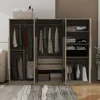 82.6" Wooden Armoire Wardrobe Cabinet with 6 Doors, 2 Drawers, 4 Storage Shelves & 4 Hanging Rods, Armoire Wardrobes Closet 3