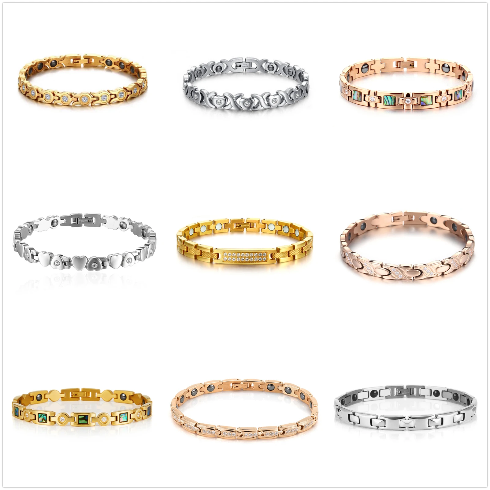 Abalone Shell Titanium Steel Energy Bracelet Magnetic Energy Anti-oxidation Anti-radiation Healthy Ladies Bracelet