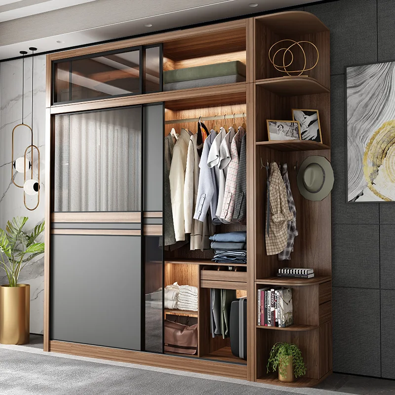 

Slide Rail Wardrobe Door Rod Pole Slide Rail Wooden Bedroom Closets Organizer Storage Cube Drawers Guarda Roupa Home Furnitures