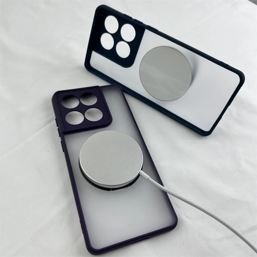 Transparent Frosted Silicone Frame Case with Magnetic Rotating Ring Bracket