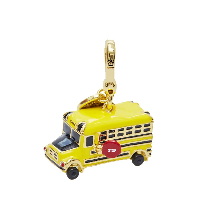 Pendentif de voiture en émail coloré pour hommes et femmes, porte-clés de bus scolaire, pendentif de sac, cadeau de bijoux, jaune glaçure