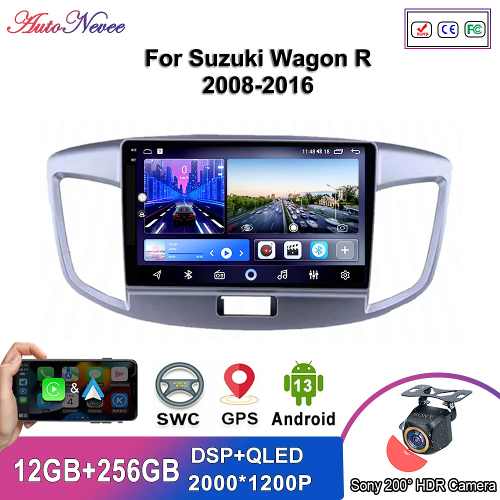 Android 13 Multimedia Per Suzuki Wagon R 2008-2016 Lettore Per Auto Gps Stereo Screen Navigation Auto Radio Screen No 2 Din 5G Wifi Bt