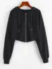 ZAFUL Raw Hem Zip Up Cropped Hoodie 1