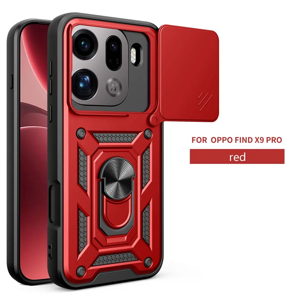 OPPO Premium Shockproof Case with Magnetic Ring Holder & Sliding Camera Cover
