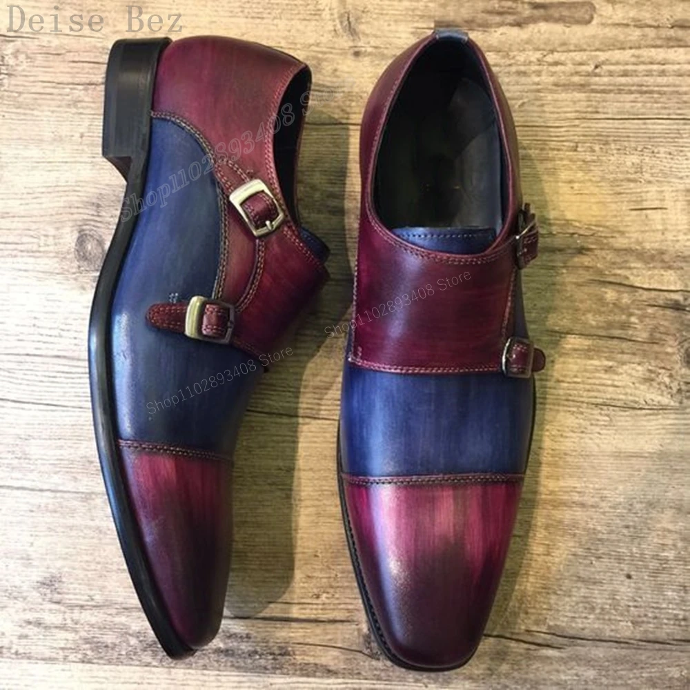 

Mutilcolor Buckle Decor Men Dress Shoes Leather Business Gentleman Pointed Toe British Style Men Shoes 2023 New Zapatillas Mujer