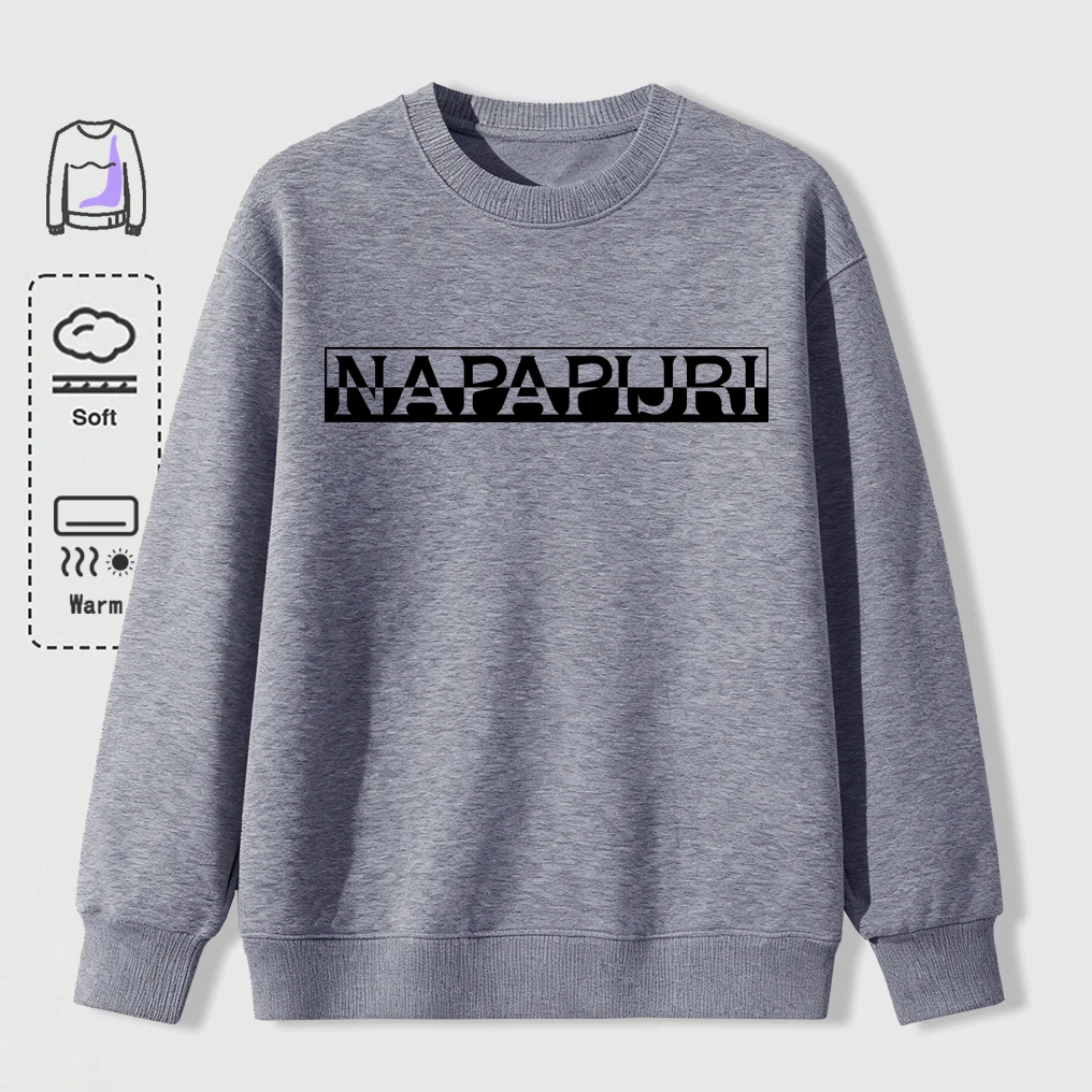 Misaligned Artistic Letters Printed Sweatshirts Men Soft Vintage Pullovers Street Oversize Top Unisex Autumn Casual Clothes