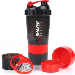 Leak-Proof 3-Layer Protein Shaker Cup - 501-600ml (Red)