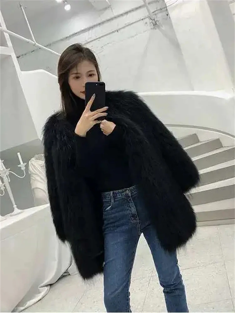 Thicken Winter Faux Fox Fur Coats Warm Korean Plush Overcoats Loose Furry Jaqueta Feminina Luxury Casual Pele Chaquetas New