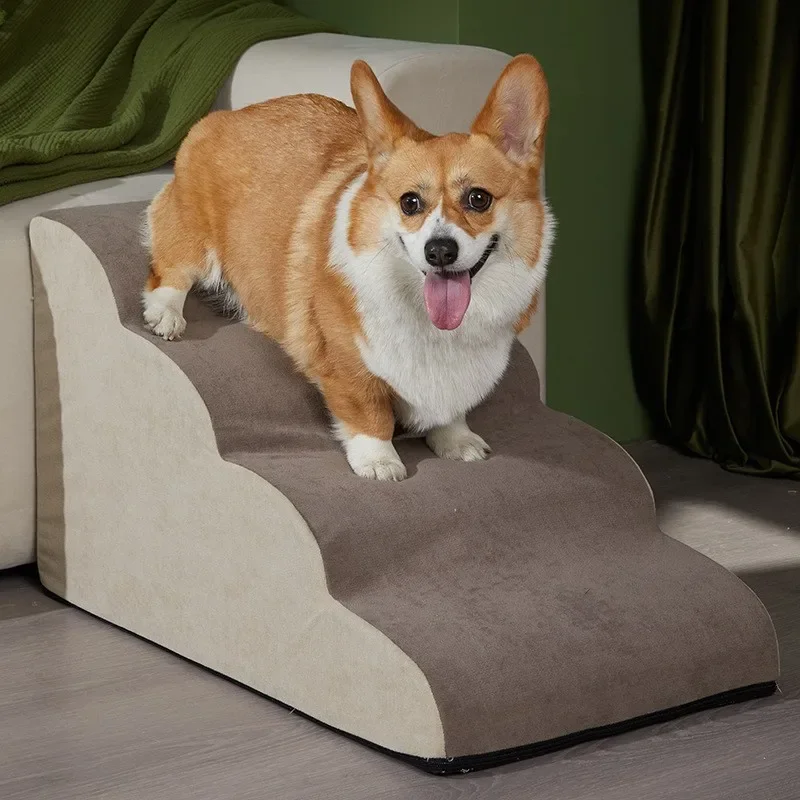 Dog 2/3 Step Stair Memory Foam Sofa Stair Non Slip Removable Bed Ramp Ladder for Pets